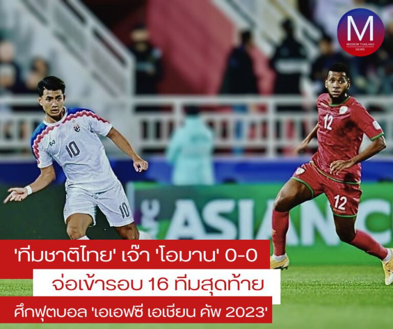 “ทีมชาติไทย” เจ๊า “โอมาน” 0 – 0 จ่อเข้ารอบ16 ทีมสุดท้าย “ฟุตบอลเอเชียนคัพ 2023”