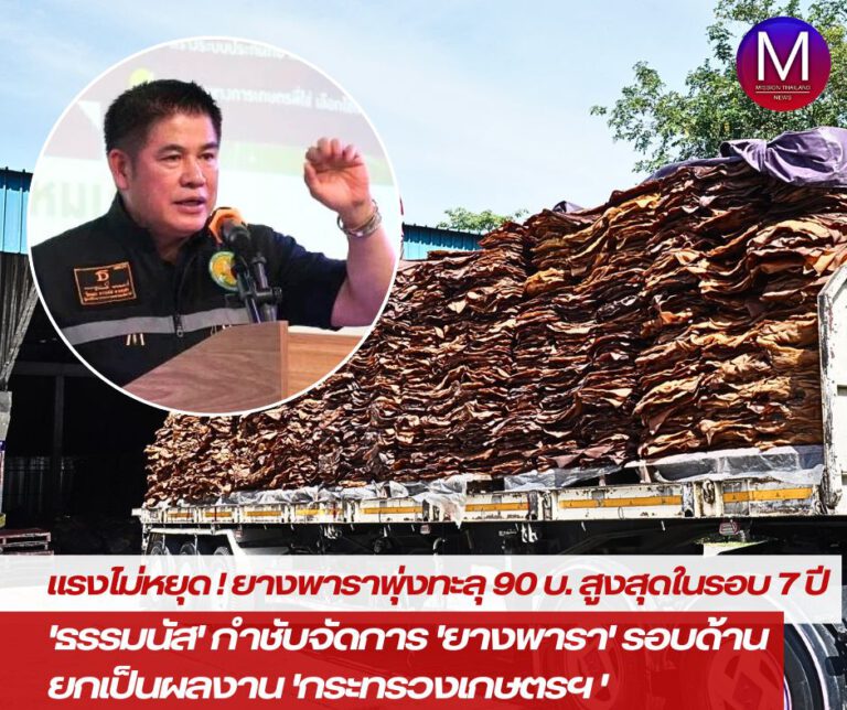 “โฆษกเกษตร” เผย “กระทรวงเกษตรฯ” เอาจริง! ดันราคา “ยางพารา” ดีขึ้นต่อเนื่อง ล่าสุดทะลุ 90 บาท สูงสุดในรอบ 85 เดือน เดินหน้าตามนโยบายรัฐบาลเศรษฐา “ธรรมนัส” คุมเข้มผลักดันขายคาร์บอนเครดิตในสวนยางไทย เพิ่มรายได้ชาวสวนยาง กว่า 2.4 หมื่นล้านบาท 